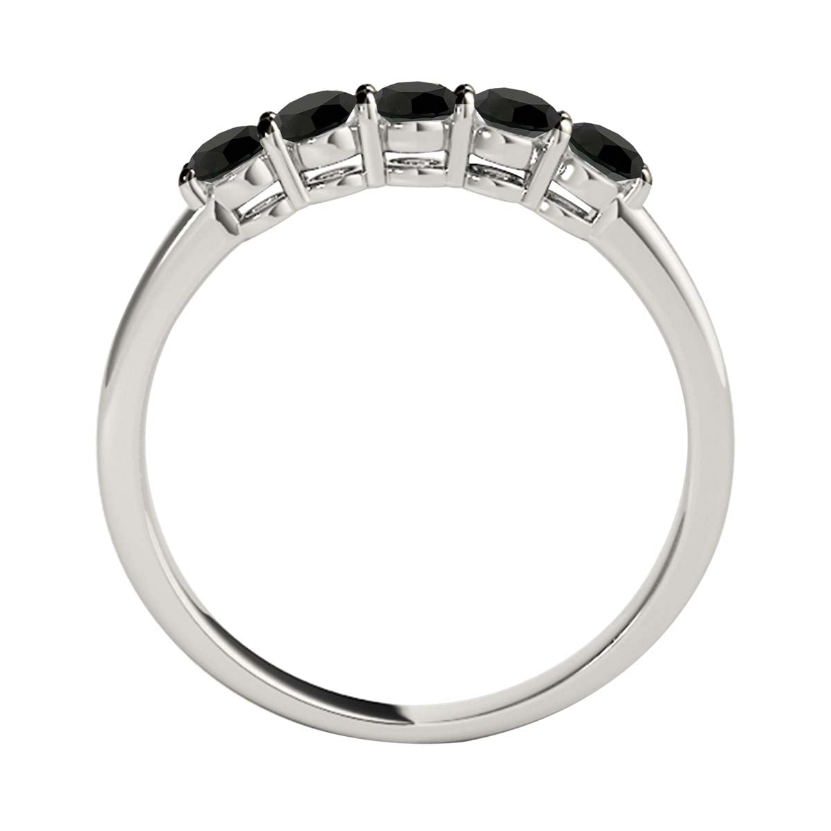 3/4 Ct Round Black Diamond Five Stone Wedding Band In 10K Solid Rose White & Yellow Gold