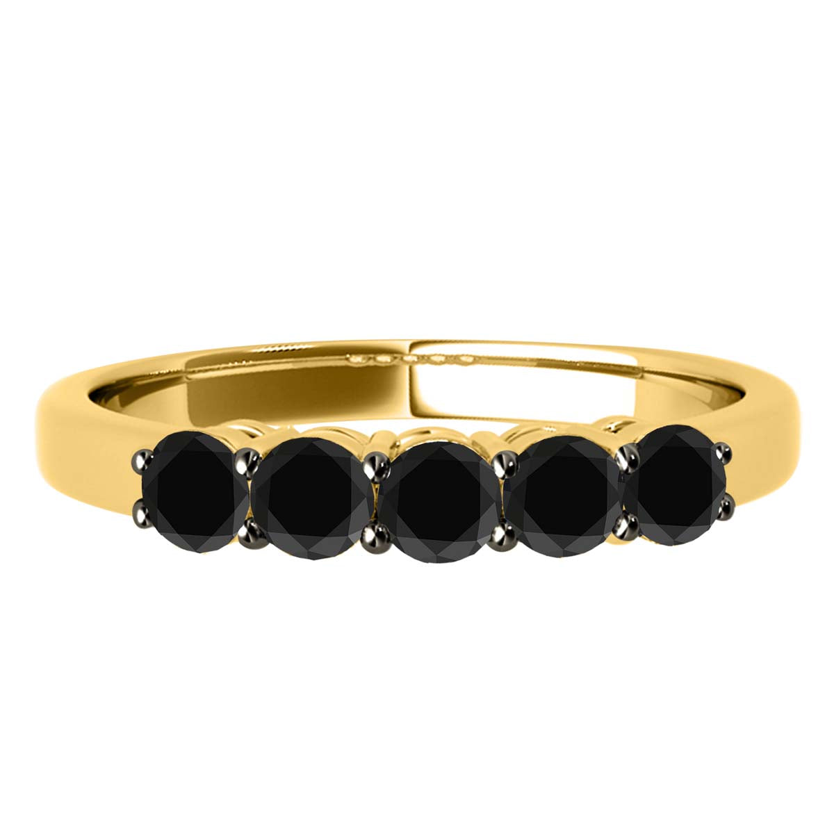 0.75 Carat Black Diamond 10K Solid Yellow Gold Wedding Band Women Jewelry