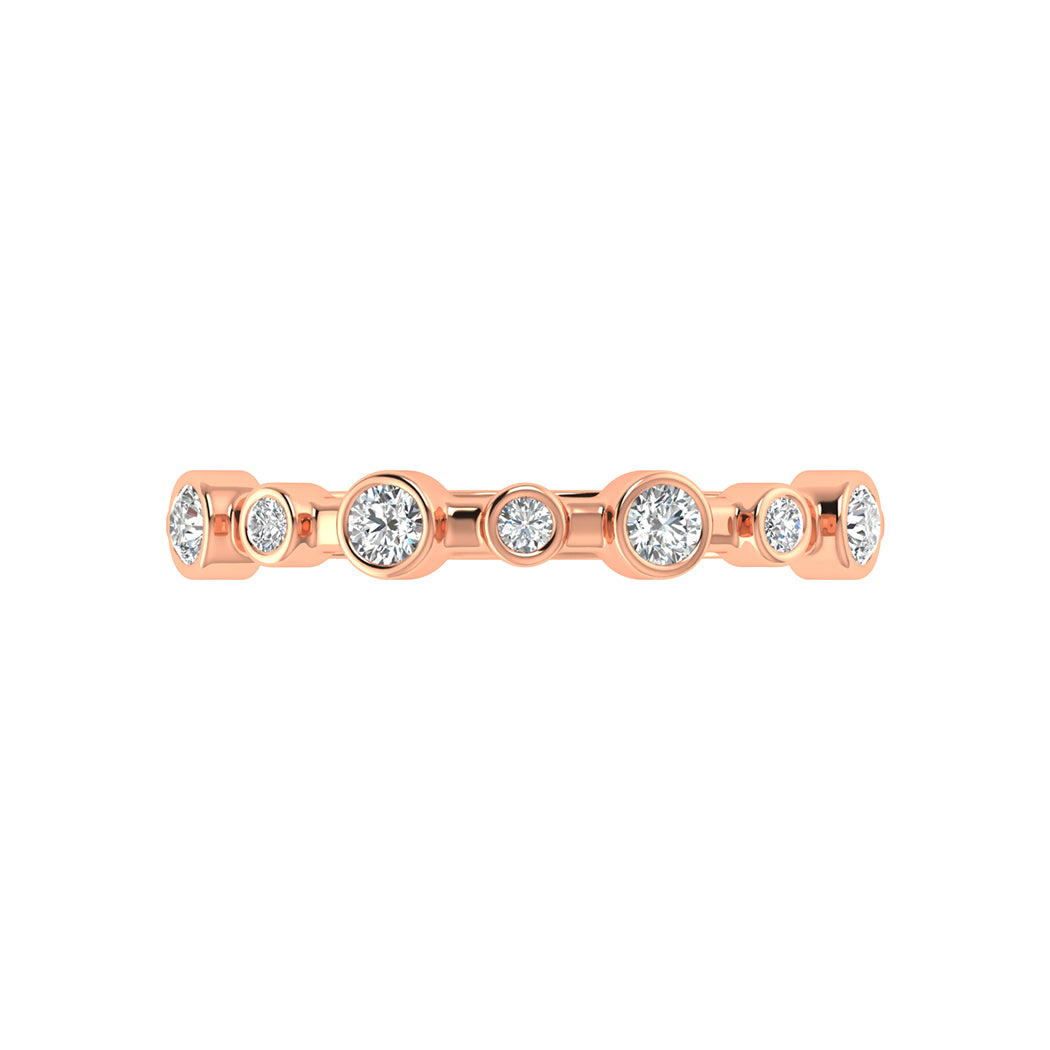 0.17Ct Bezel Set Diamond 14K Gold Wedding Band Women Jewelry