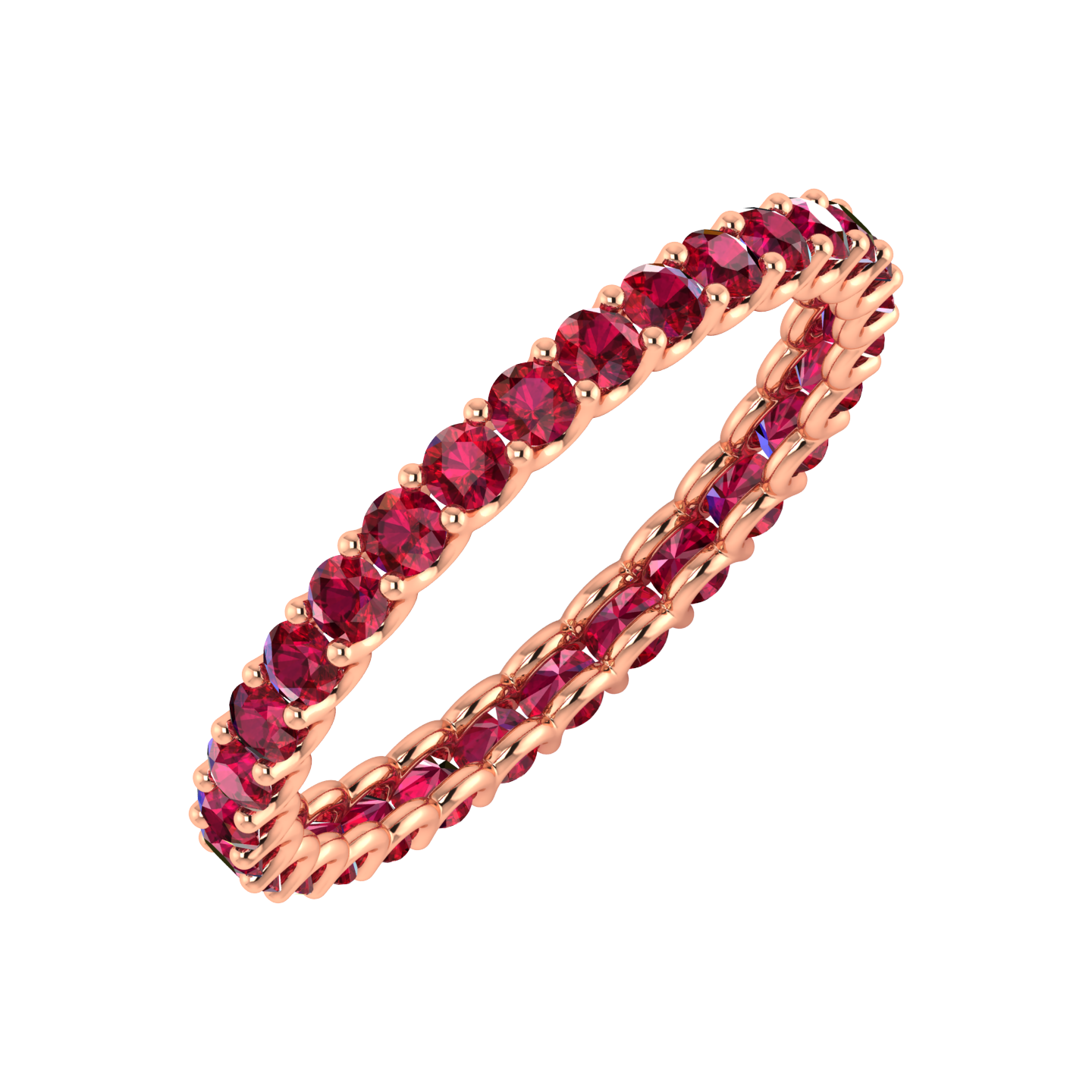 1.00 Ct Ruby Gemstone Full Eternity Wedding Band 14K Rose/ White & Yellow Gold
