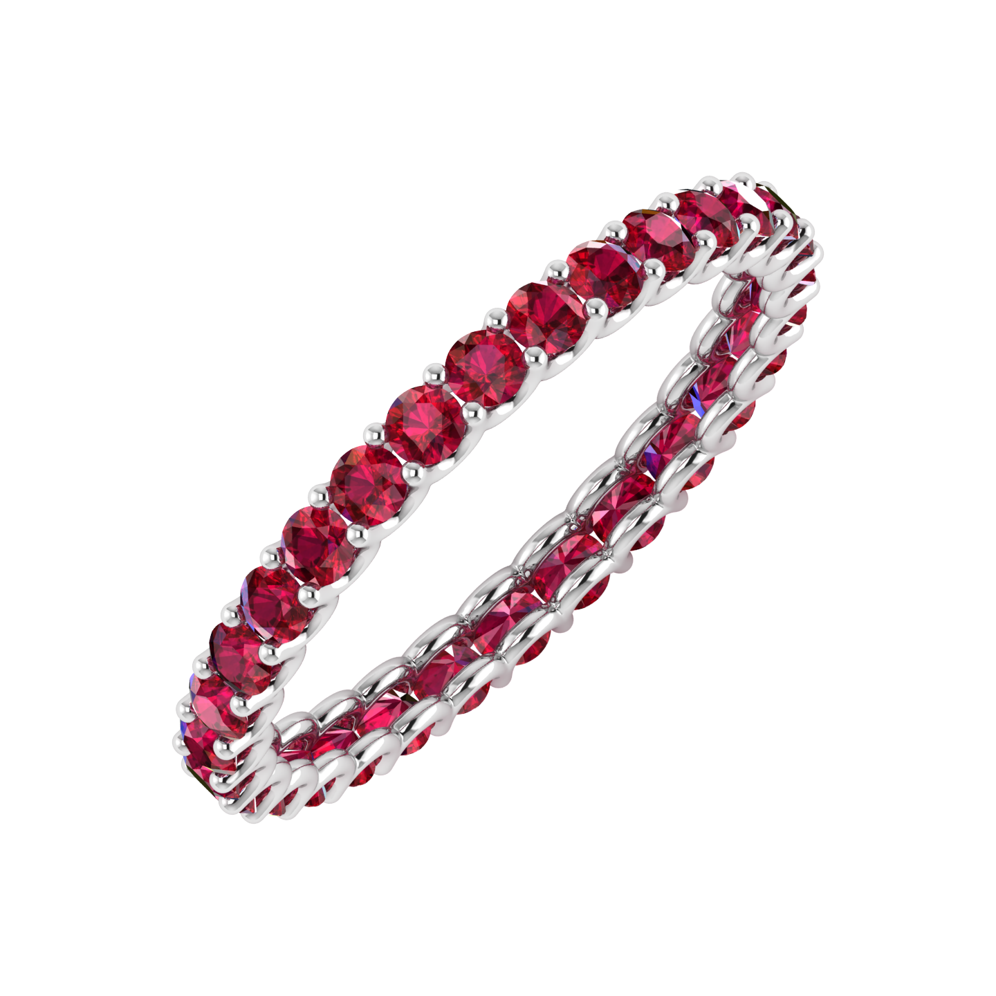 1.00 Ct Ruby Gemstone Full Eternity Wedding Band 14K Rose/ White & Yellow Gold