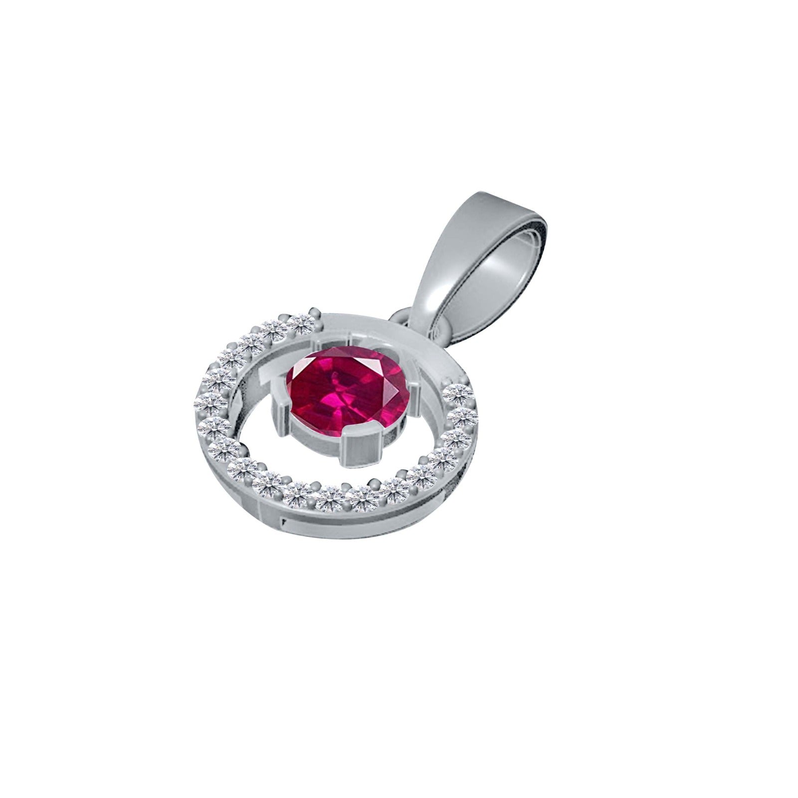 1.30  Ct Ruby Diamond Gemstone Necklace Pendant With 18" Box Chain In 14K Yellow/ White Gold