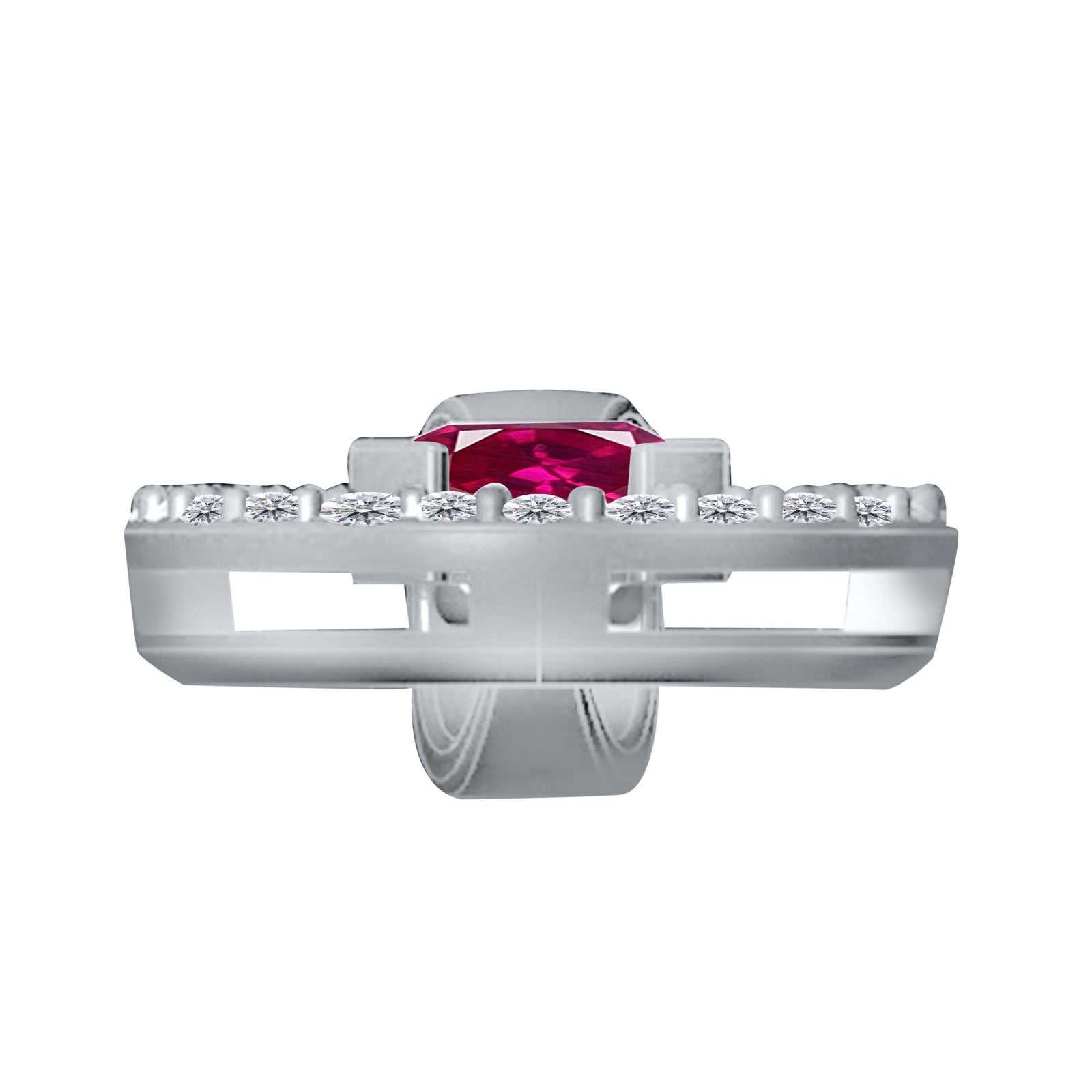1.30  Ct Ruby Diamond Gemstone Necklace Pendant With 18" Box Chain In 14K Yellow/ White Gold