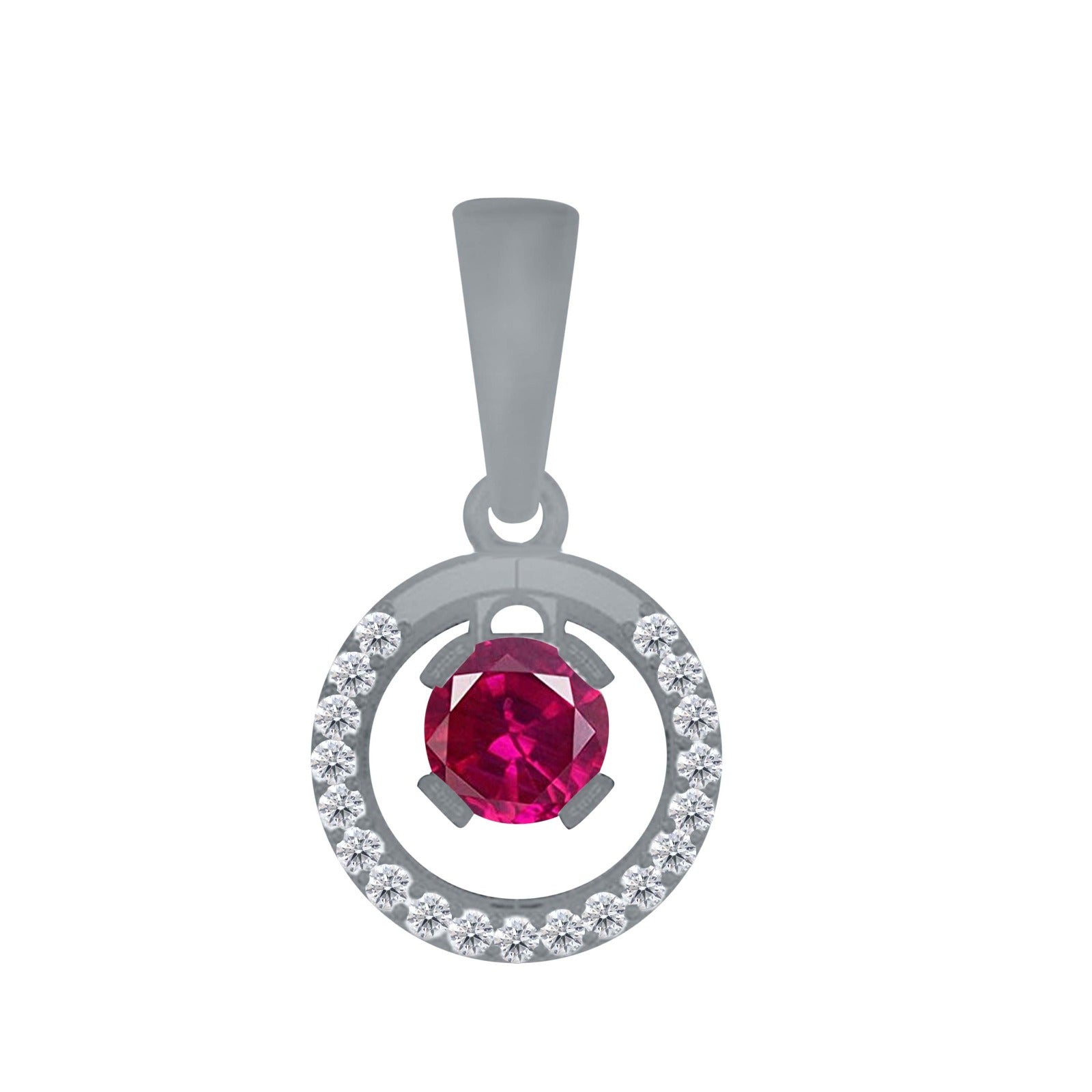 1.30  Ct Ruby Diamond Gemstone Necklace Pendant With 18" Box Chain In 14K Yellow/ White Gold