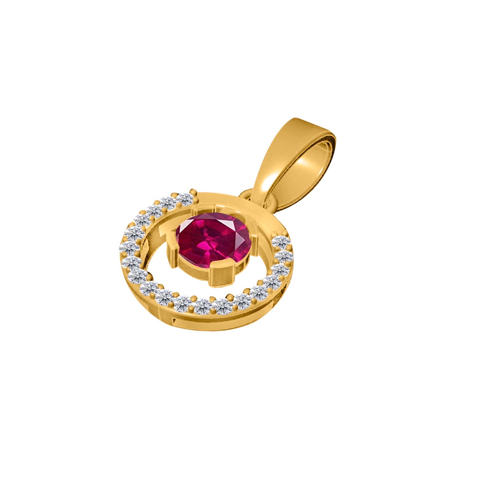 1.30  Ct Ruby Diamond Gemstone Necklace Pendant With 18" Box Chain In 14K Yellow/ White Gold
