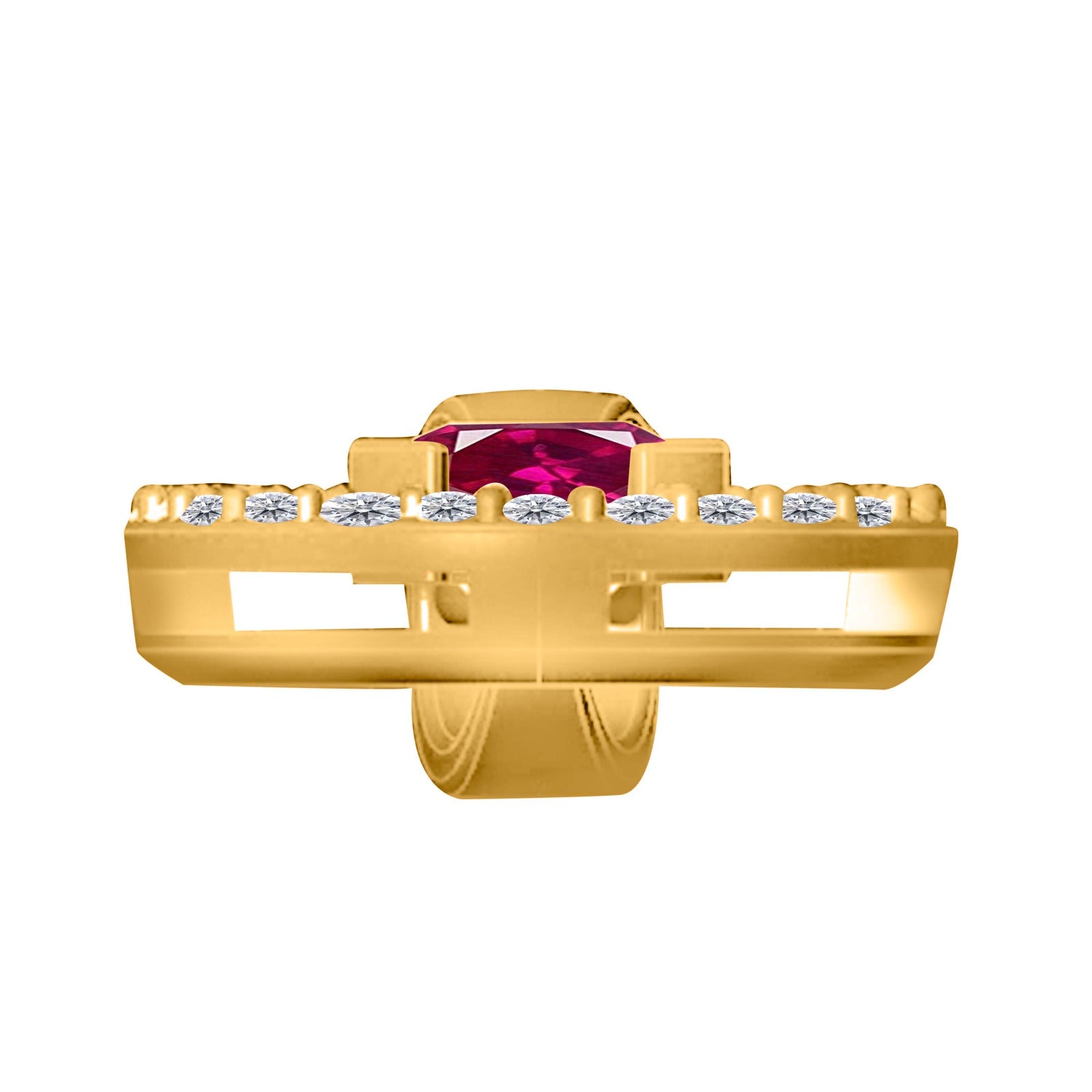 1.30  Ct Ruby Diamond Gemstone Necklace Pendant With 18" Box Chain In 14K Yellow/ White Gold