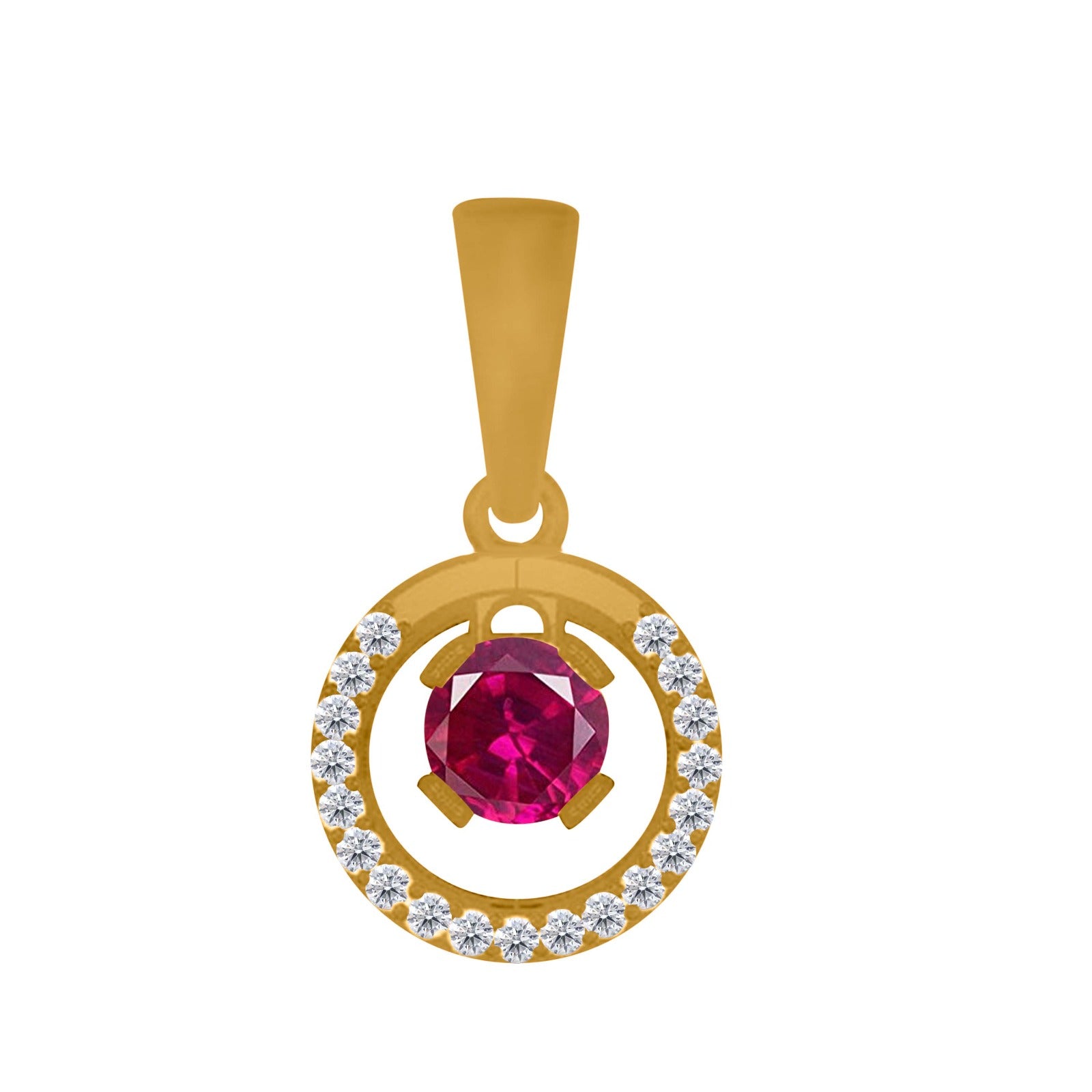 1.30  Ct Ruby Diamond Gemstone Necklace Pendant With 18" Box Chain In 14K Yellow/ White Gold