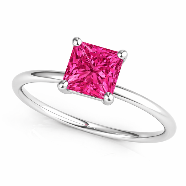 0 75 Ct Ruby Gemstone Princess Cut Ring In 14k Yellow Gold Elegant Solitaire Design