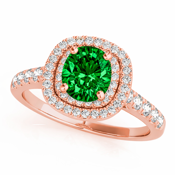 1 50 Ct Oval Synthetic Emerald Halo Engagement Ring In 14k Gold