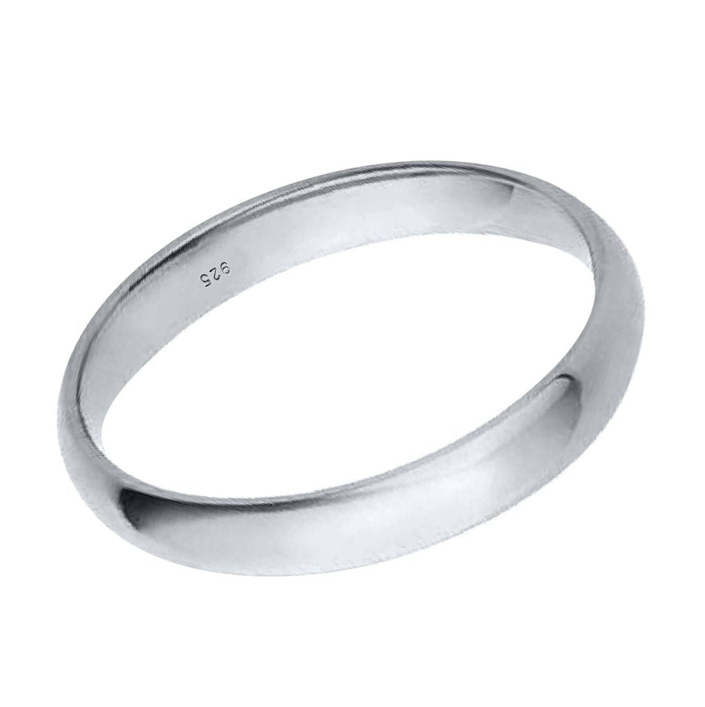 2mm 18K White Gold Plated 925 Sterling Silver Wedding Band