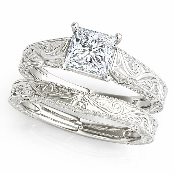 14k Gold 0 35ct Princess Diamond Bridal Set Engagement Weddings Rings