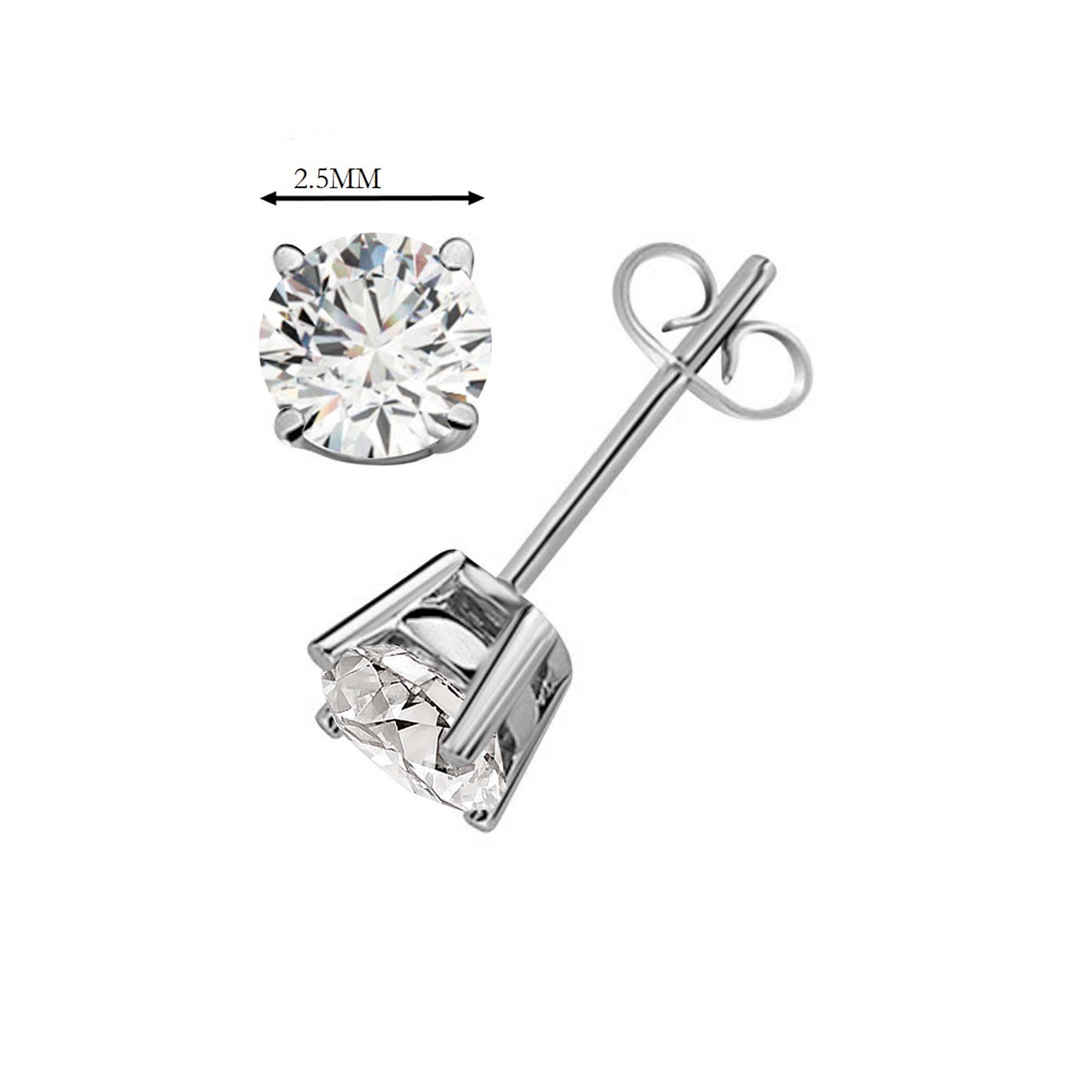 0.10 Ct Lab Grown Diamond Stud Earrings In 14K Solid Yellow White Gold