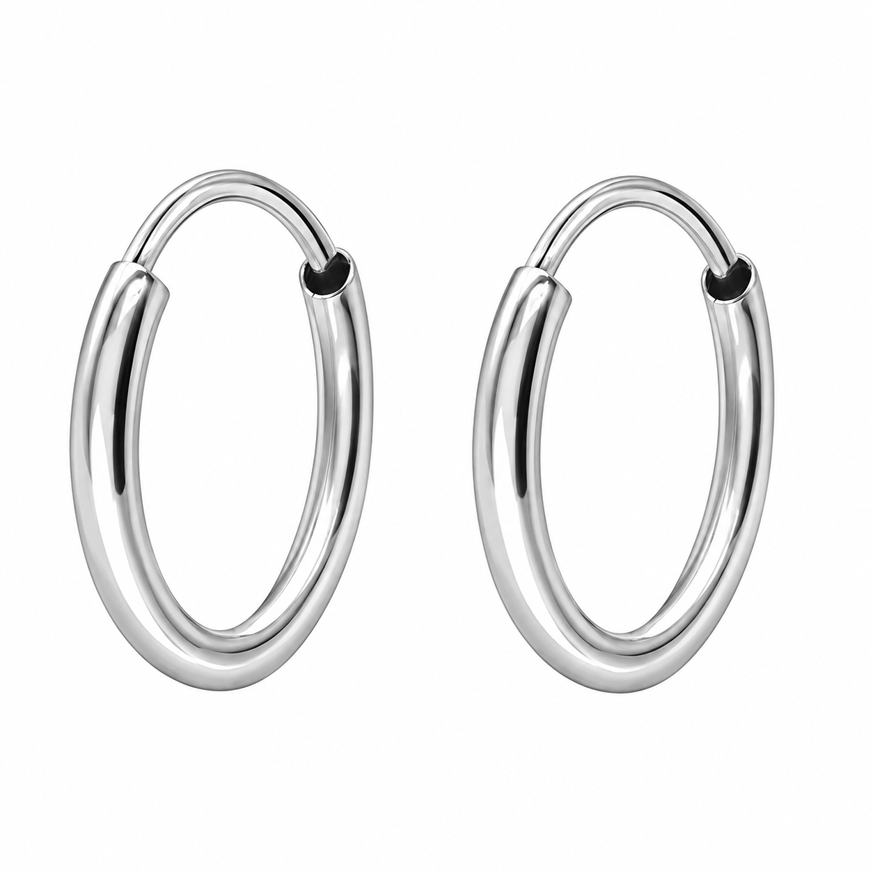 1.2mm Thick 10mm Endless Hoop Earrings in 925 Sterling Silver | Lightweight Classic Huggie Hoops for Women & Men