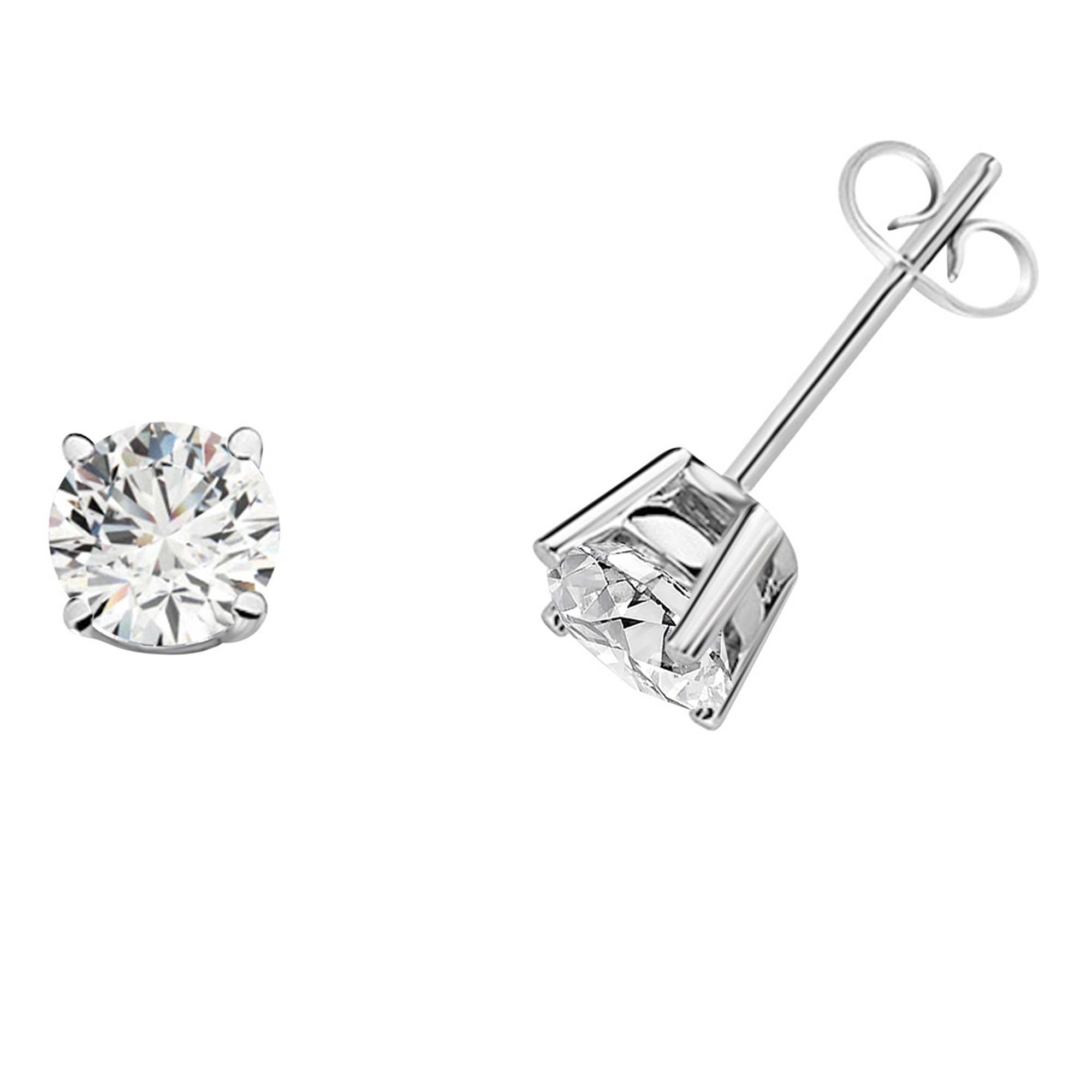 0.10 Ct Lab Grown Diamond Stud Earrings In 14K Solid Yellow White Gold