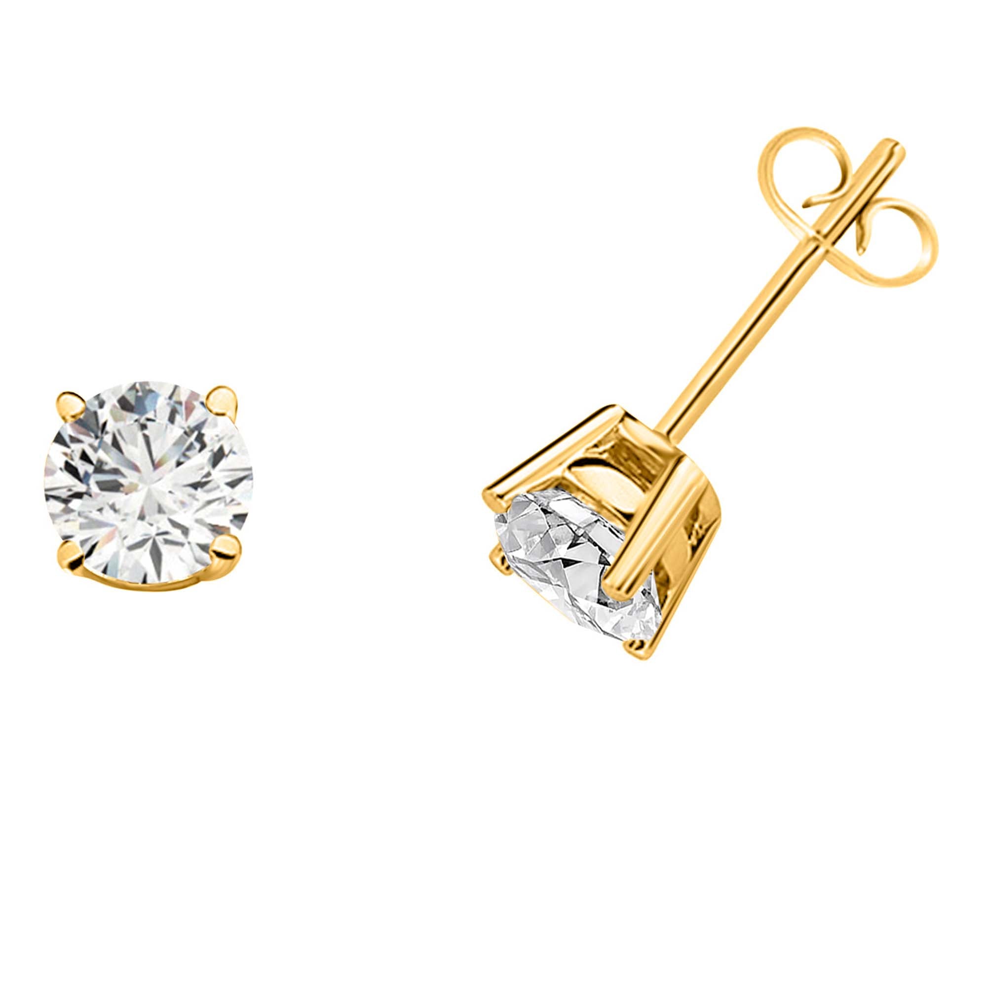 0.10 Ct Lab Grown Diamond Stud Earrings In 14K Solid Yellow White Gold
