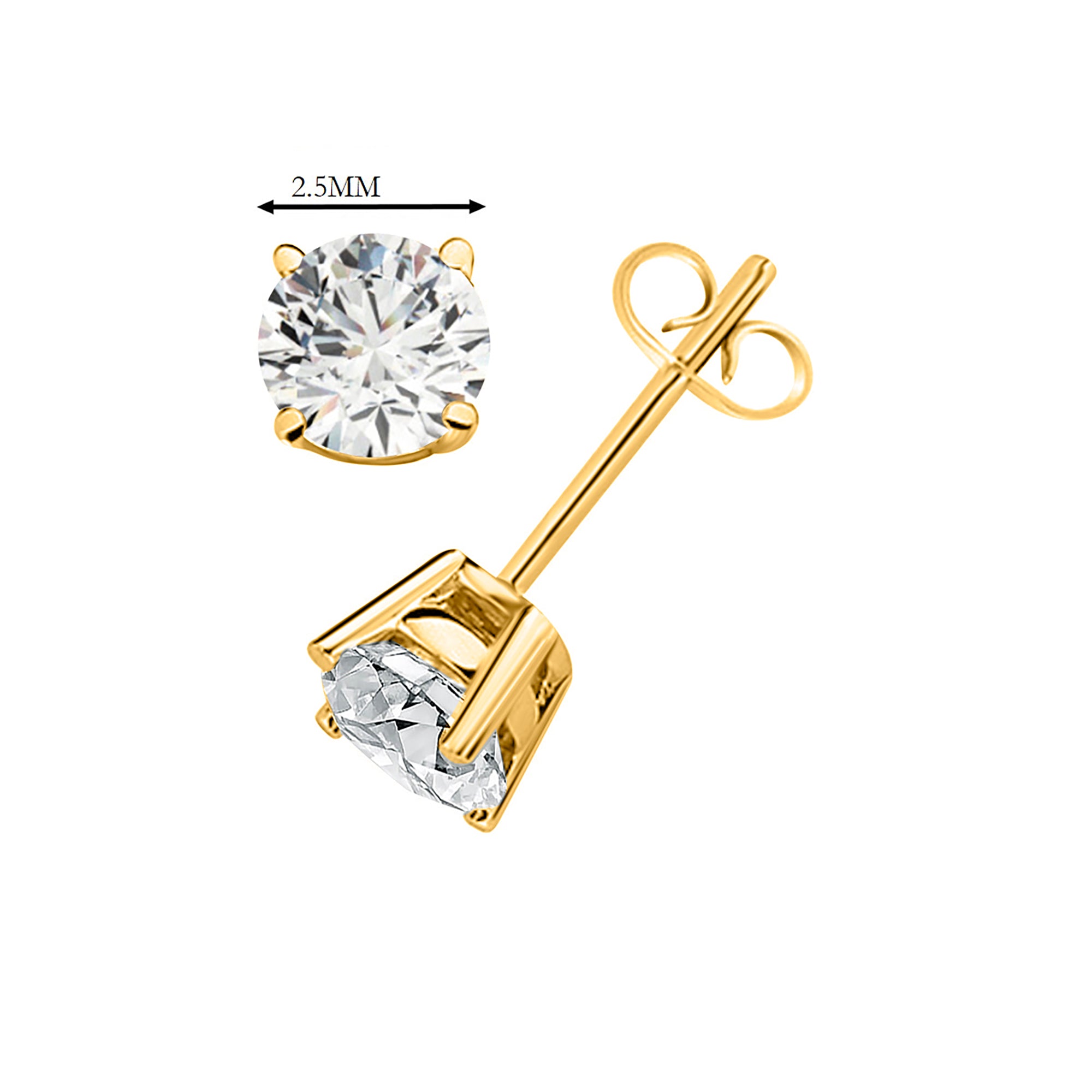 0.10 Ct Lab Grown Diamond Stud Earrings In 14K Solid Yellow White Gold