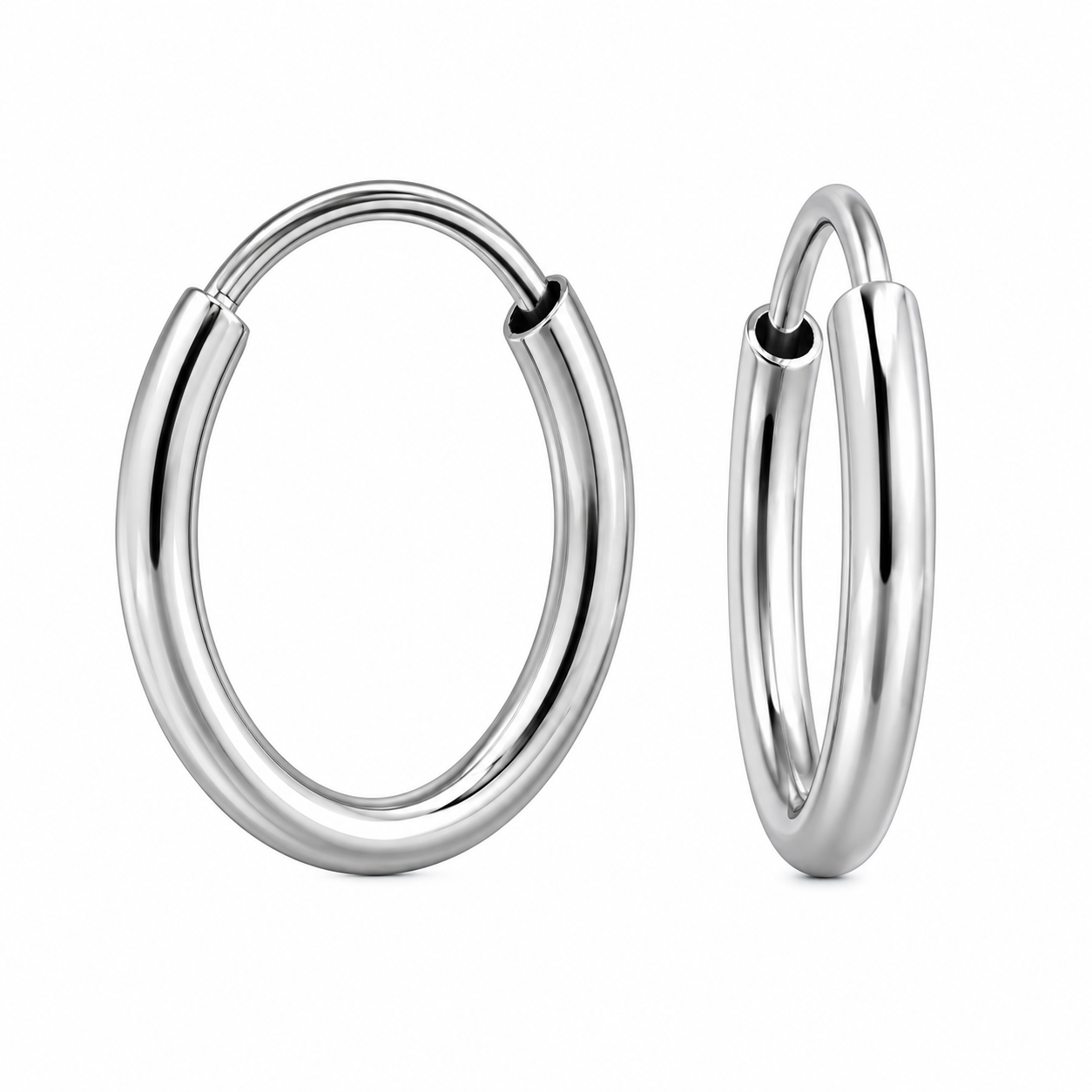 1.2mm Thick 10mm Endless Hoop Earrings in 925 Sterling Silver | Lightweight Classic Huggie Hoops for Women & Men