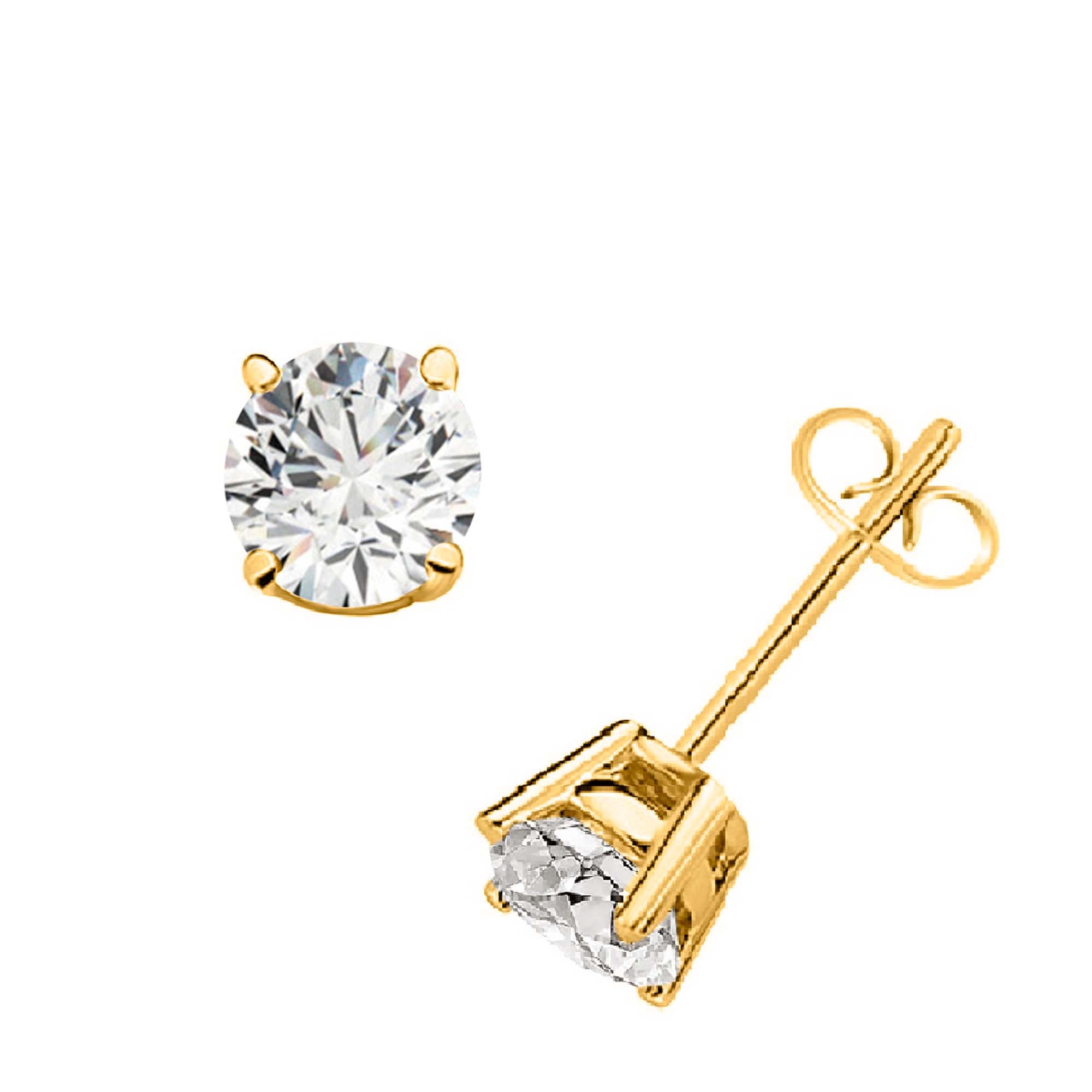 0.20 Carat Natural Diamond Stud Earrings In 14K Solid White & Yellow Gold