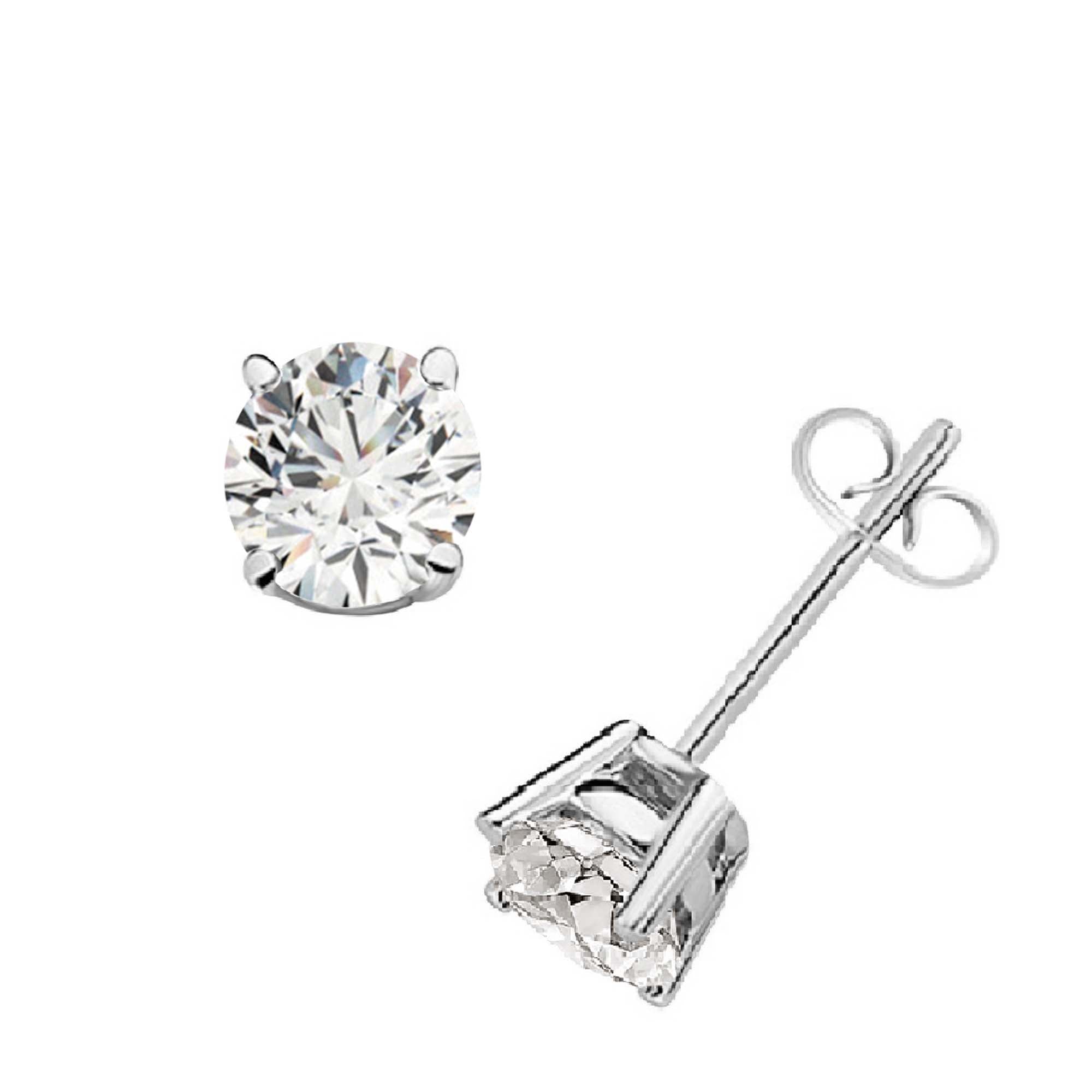 0.20 Carat Natural Diamond Stud Earrings In 14K Solid White & Yellow Gold