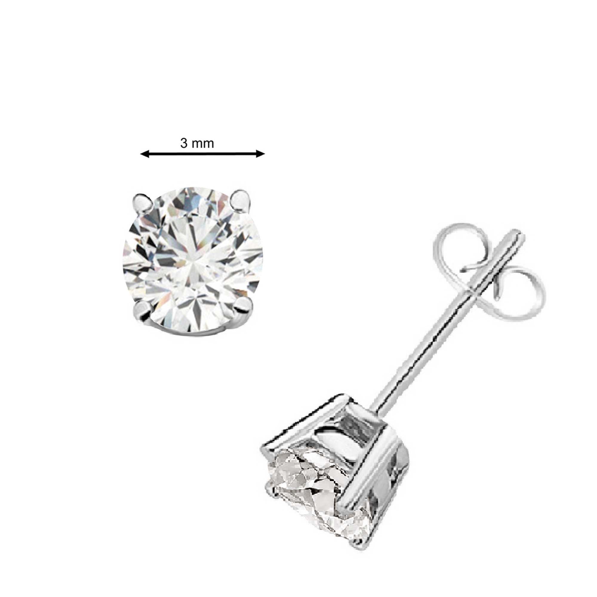 0.20 Carat Natural Diamond Stud Earrings In 14K Solid White & Yellow Gold