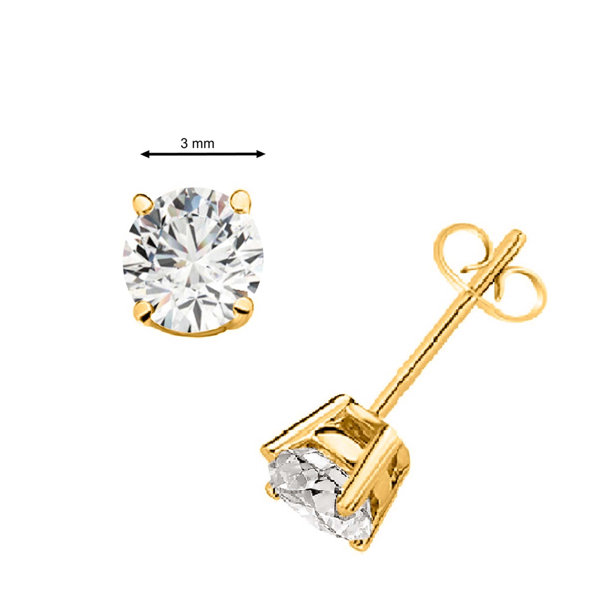 0.20 Carat Natural Diamond Stud Earrings In 14K Solid White & Yellow Gold