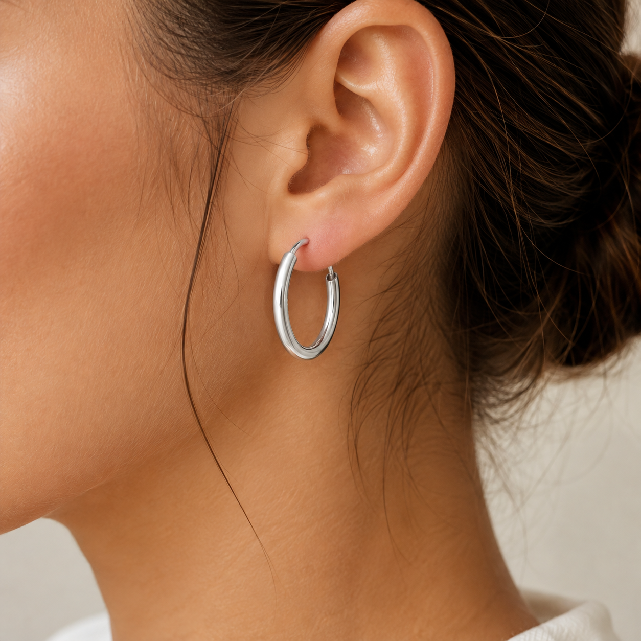 1.2mm Thick 10mm Endless Hoop Earrings in 925 Sterling Silver | Lightweight Classic Huggie Hoops for Women & Men
