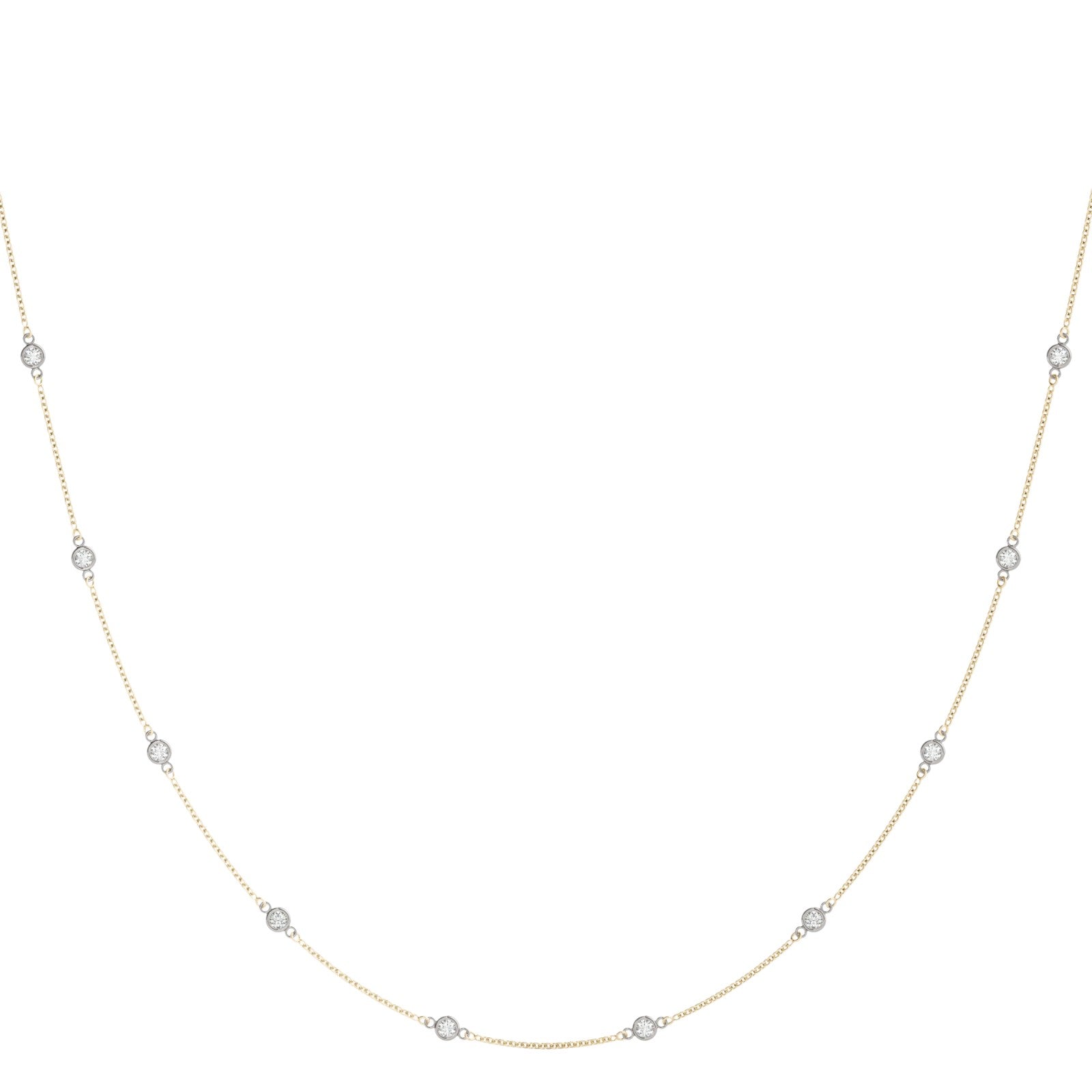 0.50 Carat Round FG/VVS1 Diamond On The Chain Necklace In Yellow /  White & Two Tone Gold