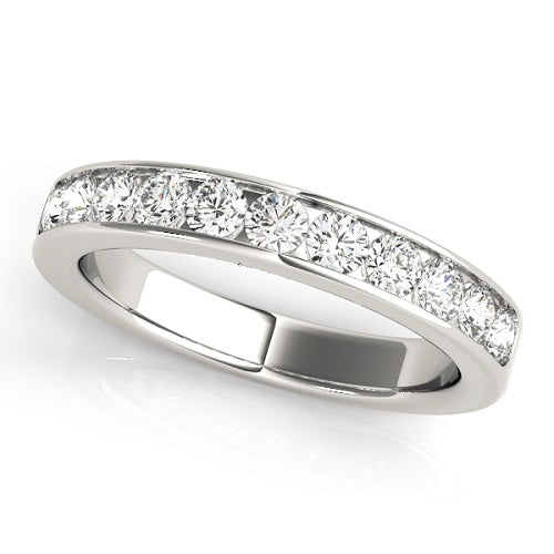 1/5 Carat Round Diamond Channel Set Wedding Band In 14K Solid White Gold