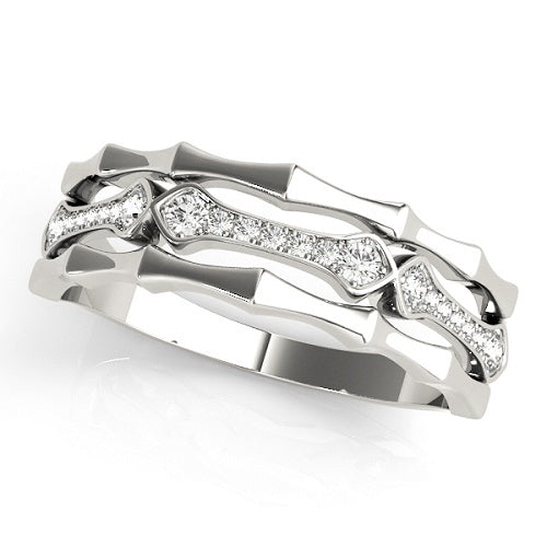 1/10 Carat Diamond Wedding Engagement Band In 10K White Solid Gold
