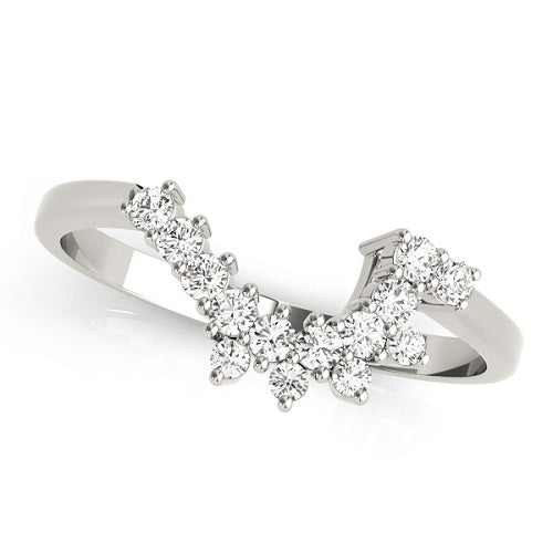 0.21 Carat HI/I1 Natural Diamond Curved Wedding Band In 10K Solid White Gold