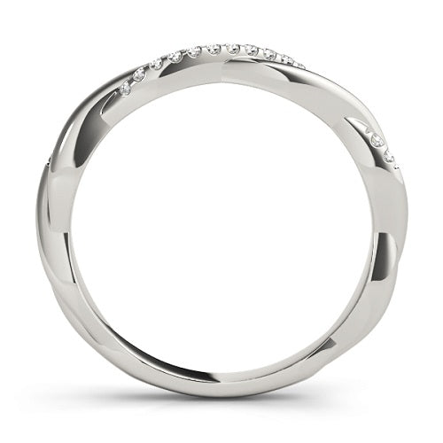 0.10 Carat Round Diamond Twisted Wedding Band In 10K White Solid Gold