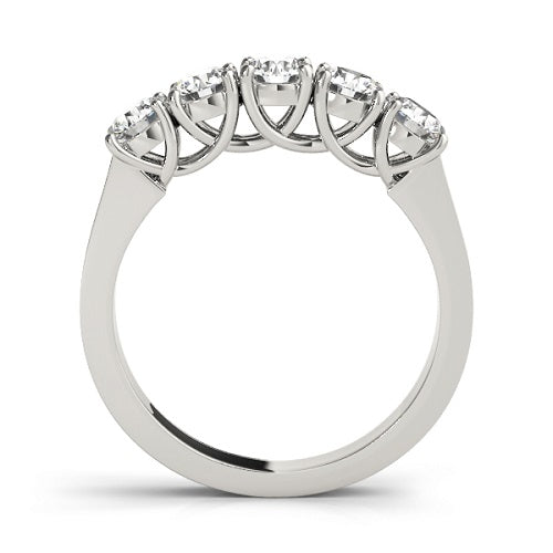 0.50 Carat Five Stone Prong Set Wedding Band in 10K Solid White Gold