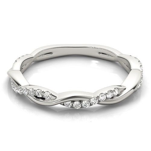 Wedding Band 0.20 Carat Round Diamond Twisted Shank In 10K Solid White Gold Jewelry