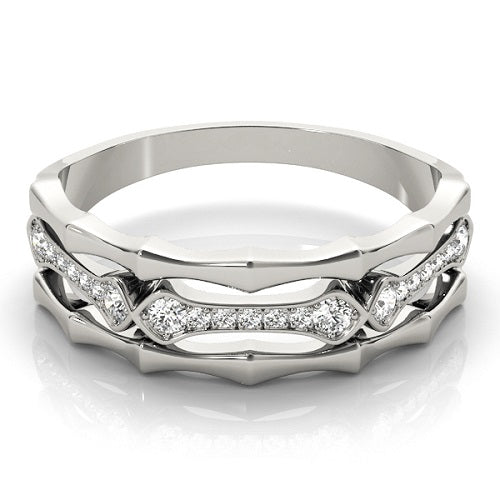 1/10 Carat Diamond Wedding Engagement Band In 10K White Solid Gold