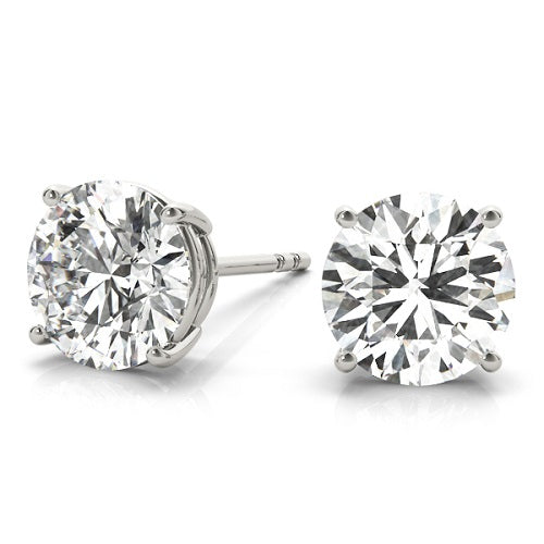 0.20 Carat Round Diamond Prong Set Stud Earrings In 14K White & Yellow Gold