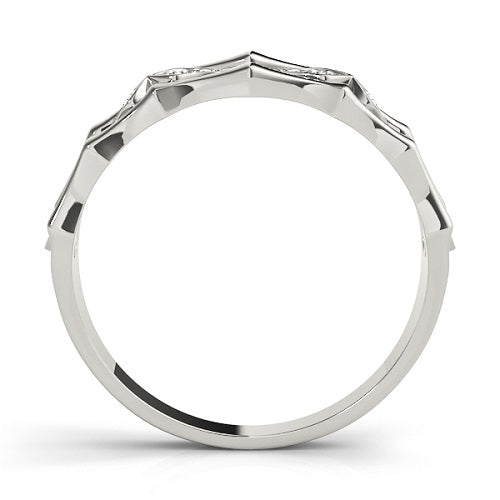 1/10 Carat Diamond Wedding Engagement Band In 10K White Solid Gold