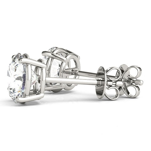 0.20 Carat Round Diamond Prong Set Stud Earrings In 14K White & Yellow Gold