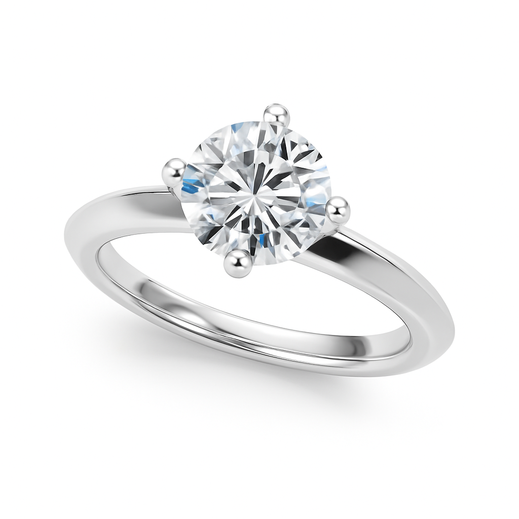 1/2 Ct Brilliant Diamond Solitaire Engagement Ring In 14K Gold