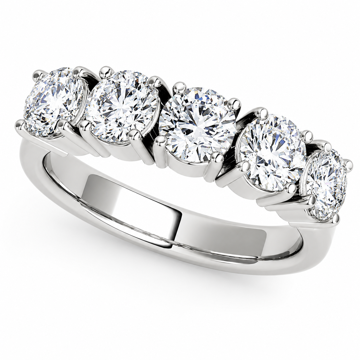 1.75 CT Lab Grown Diamond 5-Stone Ring in 14K Solid Gold | FG/VVS1 | Anniversary & Wedding Band | Rose, White & Yellow Gold