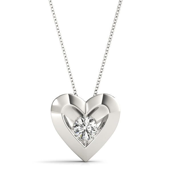 0.10CT Diamond Heart Shape Pendant Necklace In 14K Gold