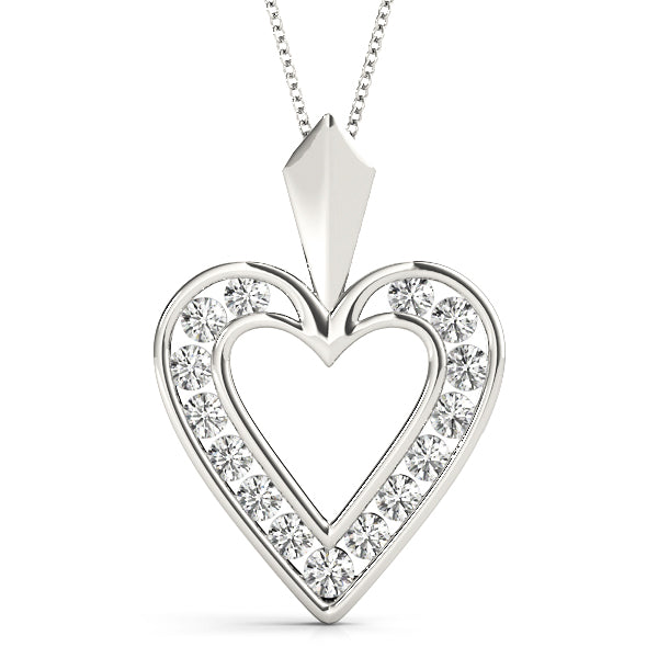1/4 Ct Diamond Heart Pendant Necklace With Chain In 14K Gold