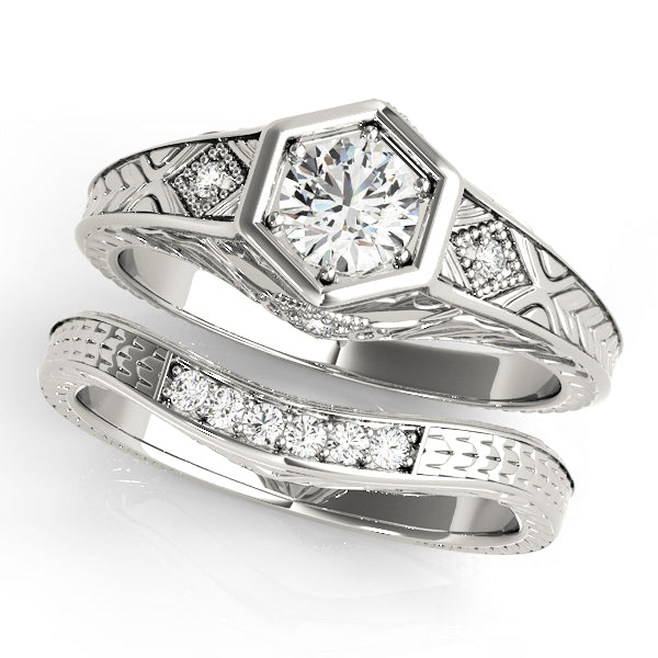 0.50 Ct Diamond Bridal Set Engagement Wedding Band In 14K Gold