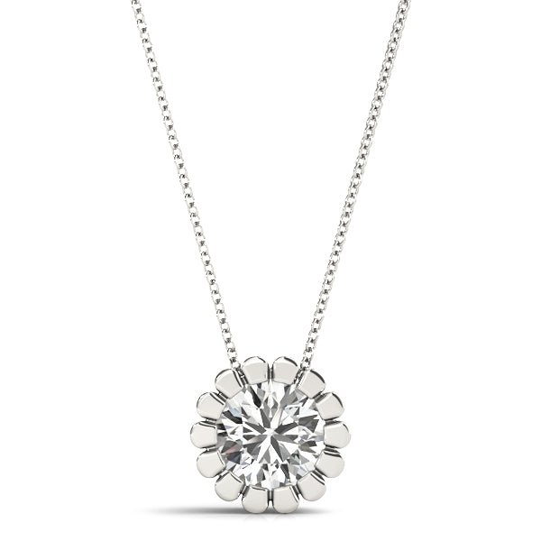 Pendant Necklace 0.50Ct Lab Grown Diamond 14K Gold With Box Chain