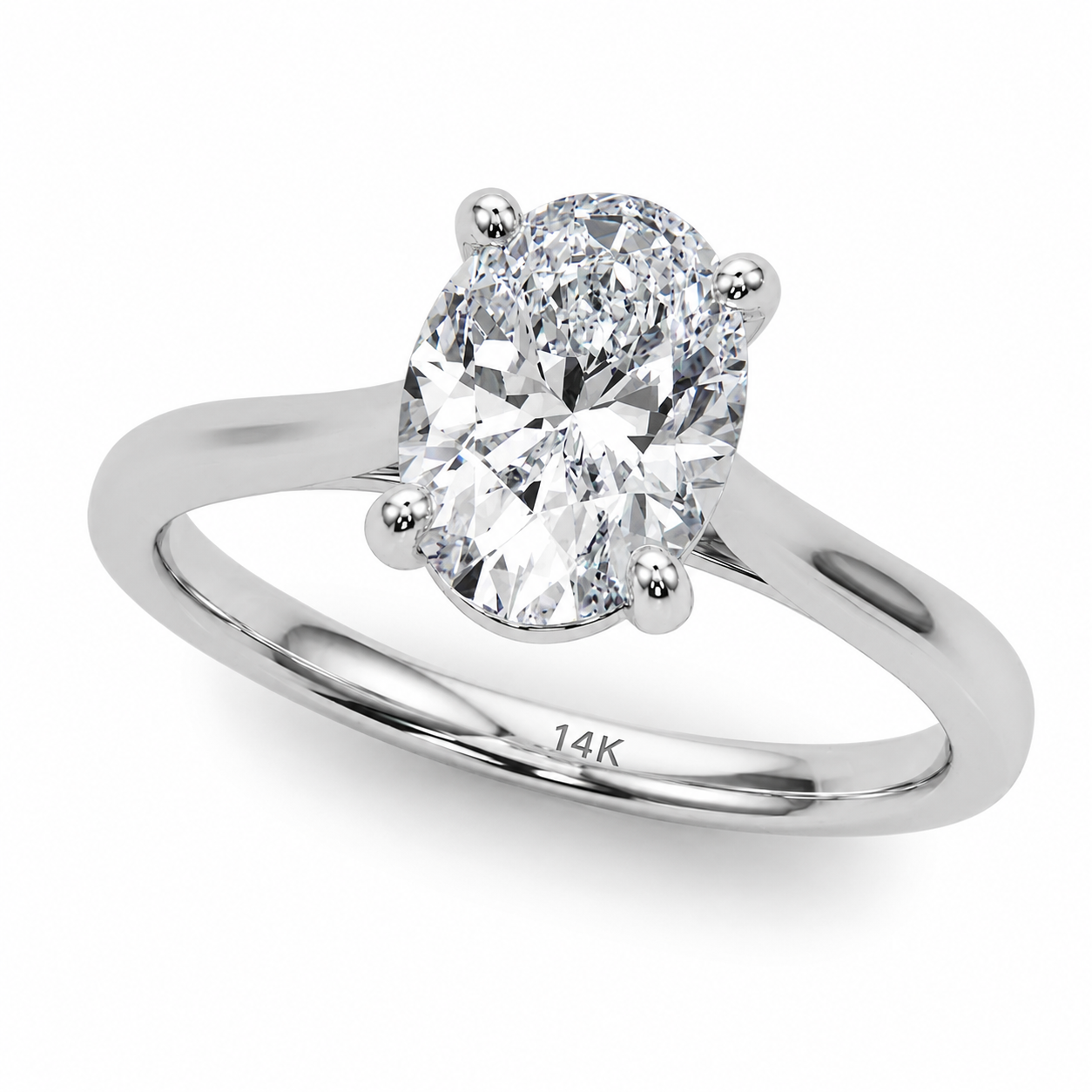KohinoorGems 2.00Ct Oval Solitaire Engagement Rings In 14K Solid Gold Women Jewelry