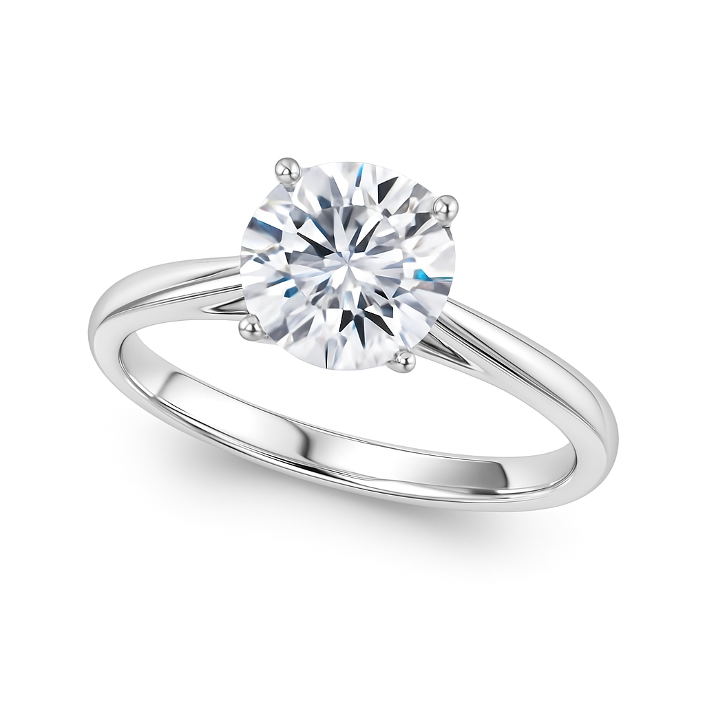 Elegant 0.33 Ct Round Moissanite Solitaire Ring in 14K Gold – 4-Prong Classic Setting