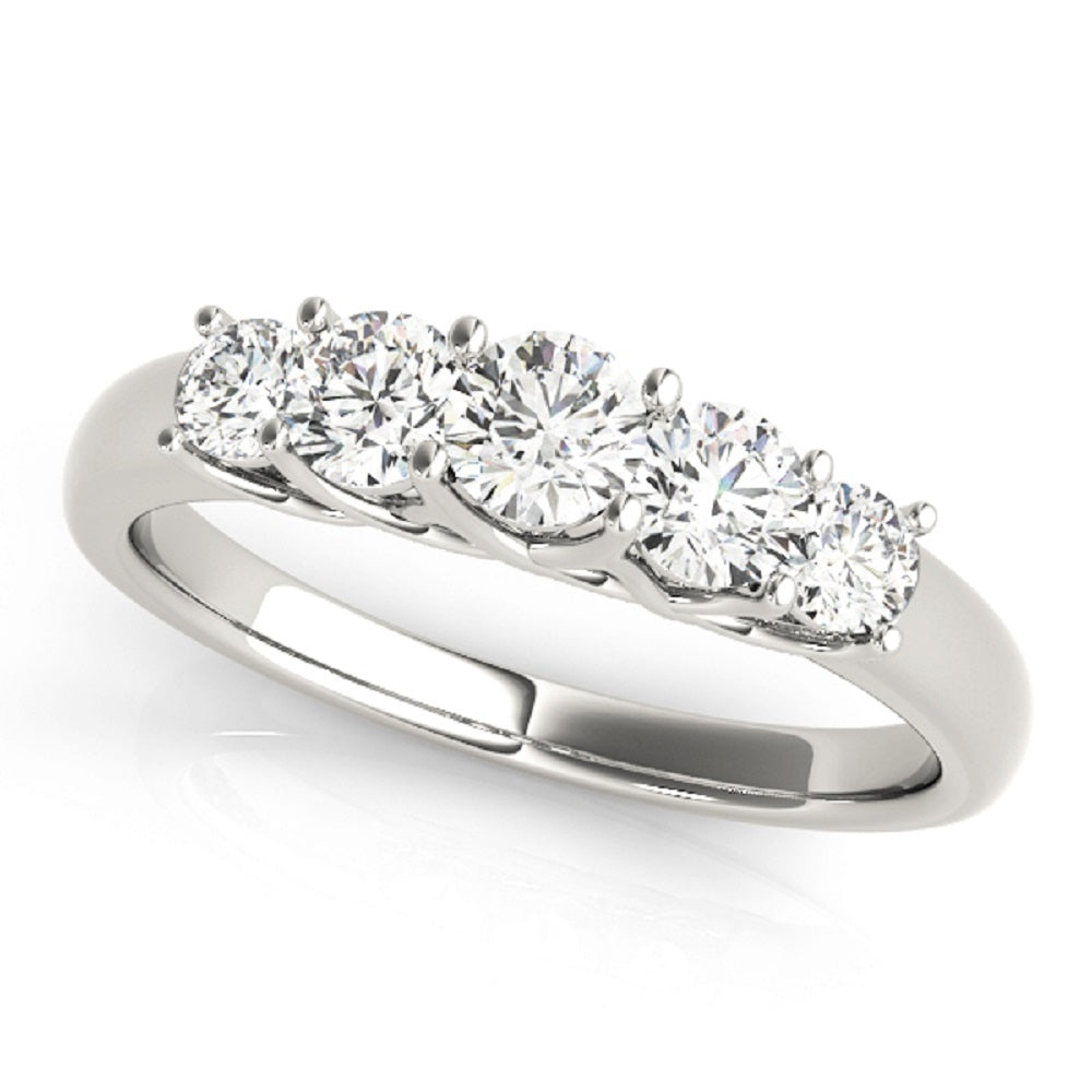0.25 Ct 5-Stone Lab Grown Diamond Band Ring in 14K Yellow/ Rose & White  Gold