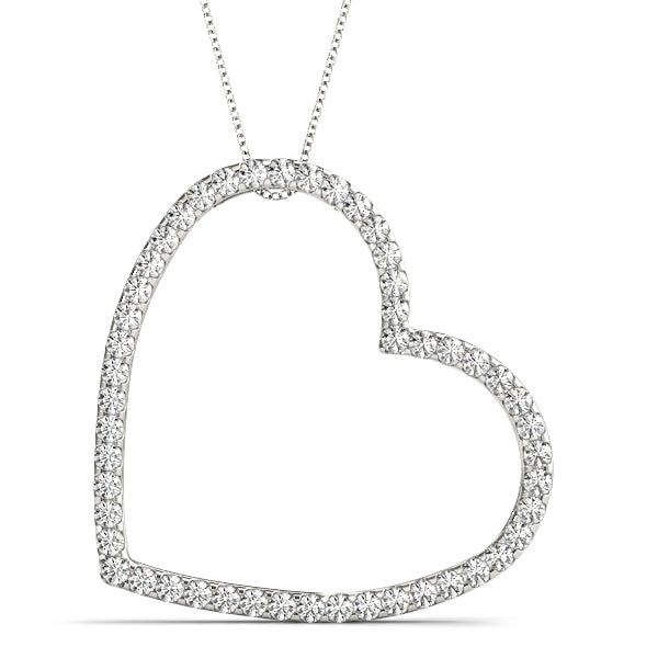 1/2 Ct Diamond Heart Pendant Necklace In 10K Solid Gold