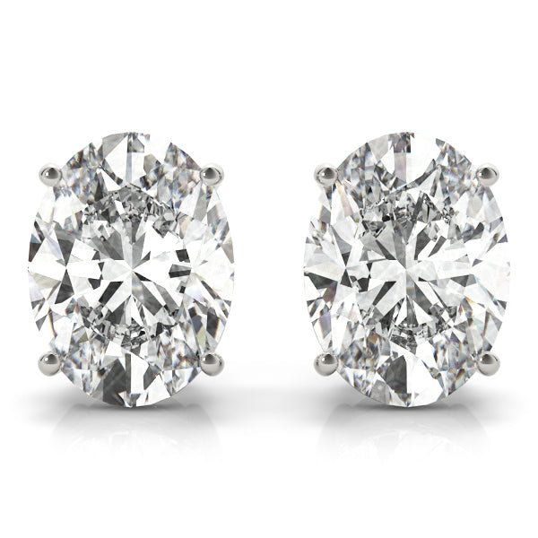 0.15Ct Oval Stud Earrings In 14K Solid Yellow White & Rose Gold