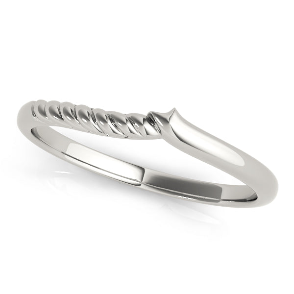 Elegant Twisted Rope Chevron Band in 10K White Gold