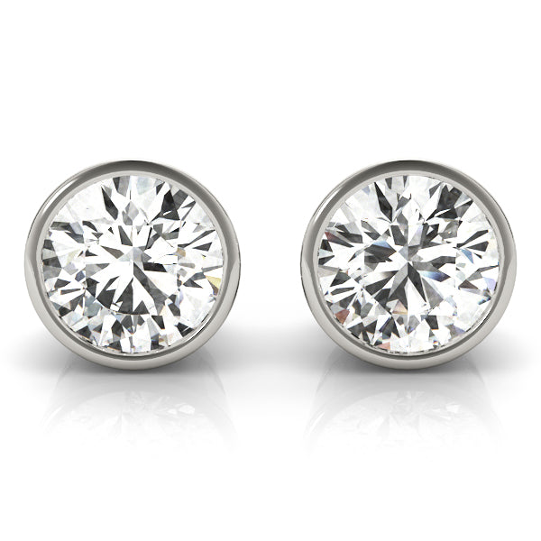 0.30Ct FG/VVS1 Brilliant Diamond Bezel Set Stud Earrings in 14K Gold Jewelry